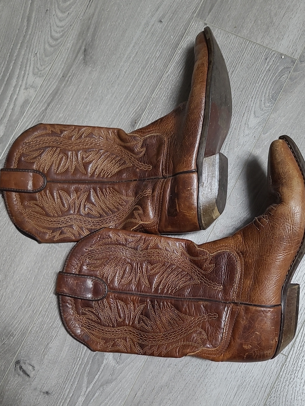 Men's Brown Embroidered Cowboy Boots - Western Pull-On Style,unisex Size 7